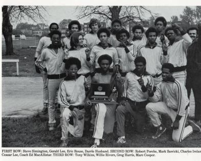 After 1974 indoor CCL Championships: Four indoor titles in a row, Four 4x100, 4x200 and 4x400 titles in a row, Third fastest indoor sprint Medley in the Nation. That’s what Blue Smoke is about.