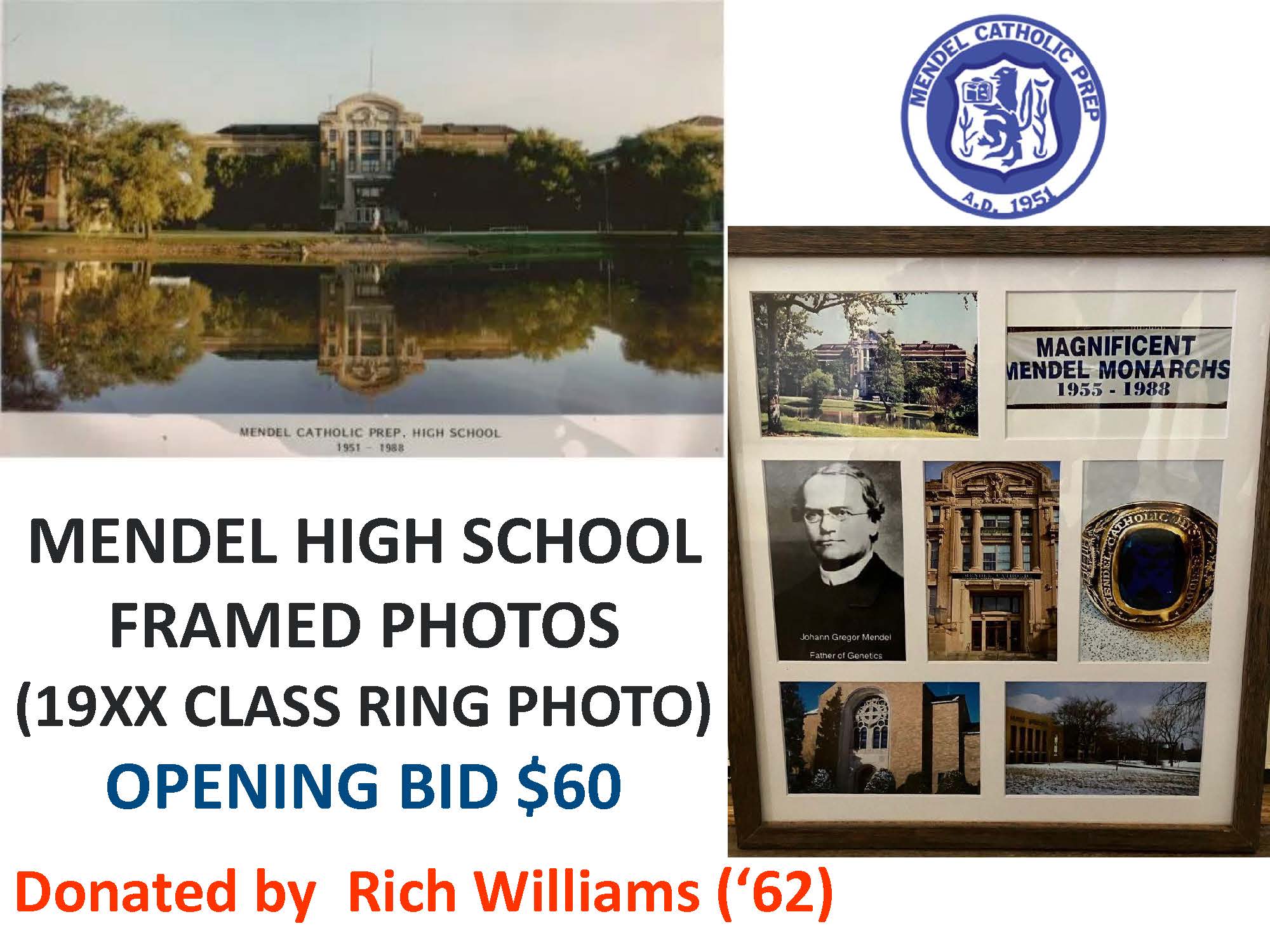 Featured image for “Mendel High School Framed Photos with 1962 Class Ring”